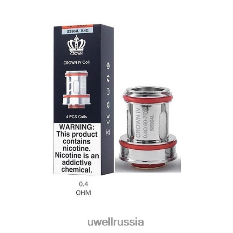 UWELL CROWN 4 сменные катушки (4 шт.) ZVLJ68183 UWELL москва двойная катушка 0,4 Ом