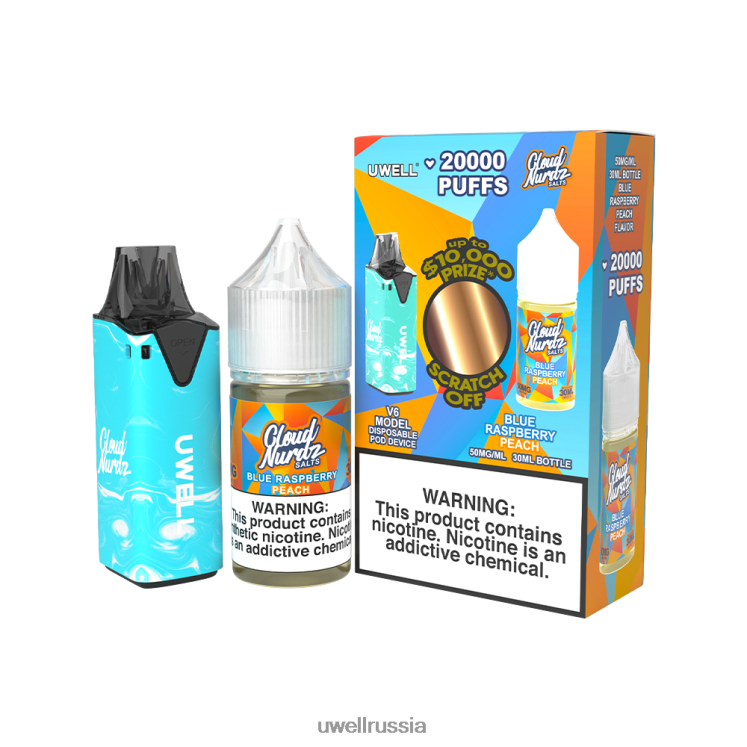UWELL V6 одноразовое устройство + сок Daddy's Vapor 30 мл - совместный комплект ZVLJ68203 UWELL москва clr: синий/flv: синий малиновый персик 50 мг