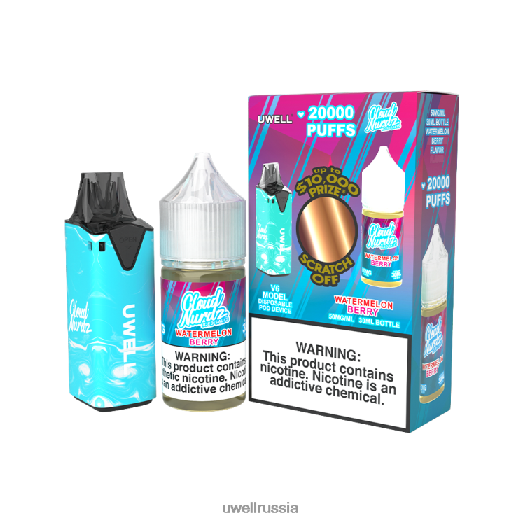 UWELL V6 одноразовое устройство + сок Daddy's Vapor 30 мл - совместный комплект ZVLJ68206 UWELL vape flavours clr: синий/flv: арбузные ягоды со льдом 50 мг