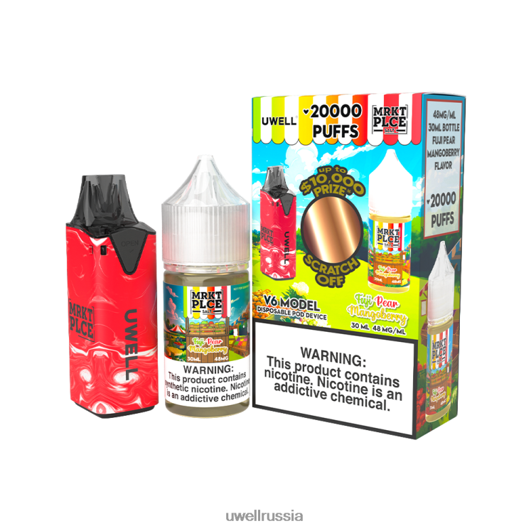 UWELL V6 одноразовое устройство + сок Daddy's Vapor 30 мл - совместный комплект ZVLJ68209 UWELL вейп clr: красный/flv: груша Фуджи, мангоберри, 48 мг