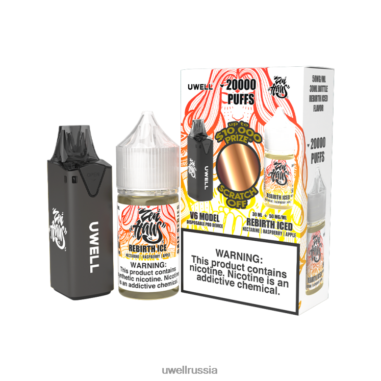 UWELL V6 одноразовое устройство + сок Daddy\'s Vapor 30 мл - совместный комплект ZVLJ68209 UWELL вейп clr: красный/flv: груша Фуджи, мангоберри, 48 мг