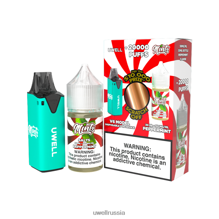 UWELL V6 одноразовое устройство + сок Daddy's Vapor 30 мл - совместный комплект ZVLJ68211 UWELL russia clr: голубой/flv: мята перечная 50 мг
