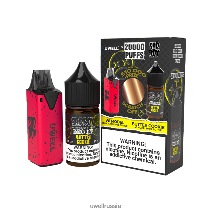 UWELL V6 одноразовое устройство + сок Daddy's Vapor 30 мл - совместный комплект ZVLJ68212 UWELL россия clr: красный/flv: печенье с маслом 48 мг