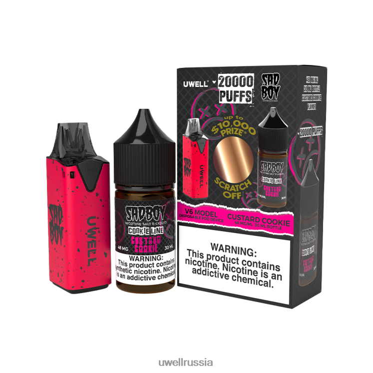 UWELL V6 одноразовое устройство + сок Daddy's Vapor 30 мл - совместный комплект ZVLJ68213 UWELL москва clr: красный/flv: печенье с заварным кремом 48 мг